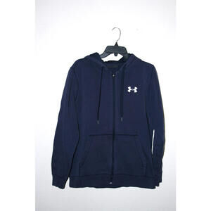 Under Armour Cold Gear Navy Blue with White Logo Hoodie Size Large